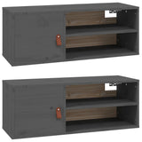 Wall Cabinets 2 pcs Grey 80x30x30 cm Solid Wood Pine 818390
