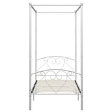 Bed Frame White Metal Single Durable Bed Frame Rectangular 284427