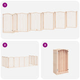 Dog Gate with Door Foldable 12 Panels 600 cm Poplar Wood 3155589