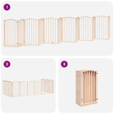 Dog Gate with Door Foldable 12 Panels 600 cm Poplar Wood 3155589