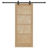 Sliding Door Natural and Black 83 x 202 cm Solid Pine Wood 3333532
