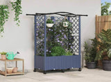 Raised Bed with Trellis and Roof Grey 122 x 40 x 144 cm PP 3423023