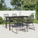 5 Piece Garden Dining Set Black PVC Rattan 3099211