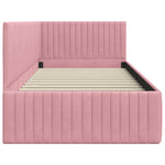 Corner Bed Frame with Headboard Pink 90 x 190 cm Velvet 42016259