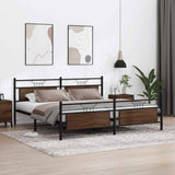 Metal Bed Frame without Mattress Brown Oak 193x201 cm 3325105