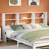 Headboard with Storage White 180 cm Solid Wood Pine 855652