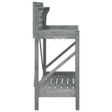 Potting Bench with Trellis Grey Solid Wood Fir 368430