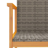 Garden Chairs 2 pcs Grey Poly Rattan&Solid Wood 368709