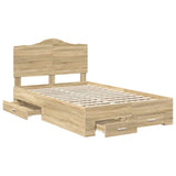 Bed Frame with Drawer Sonoma Oak 135 x 190 cm Engineered Wood 3413614