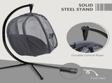 Hanging Egg Chair, Folding Texteline Swing Hammock with Side Pocket, Cushion and Stand for Indoor T3398P318560