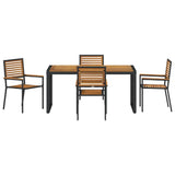 Garden Dining Set 5 pcs Black and Brown Poly Rattan 3365475
