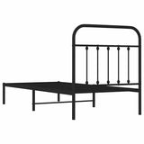Bed Frame Black Powder-Coated Steel Single Industrial Bed Frame 352571