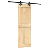 Sliding Door Natural and Black 70 x 210 cm Solid Pine Wood 3445061
