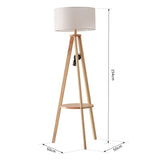 Tripod Floor Lamp, Freestanding Bedside Light Reading Light with Storage Shelf and Linen Shade for T3398P425130