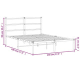 Metal Bed Frame without Mattress with Headboard Black 140x190cm 355365