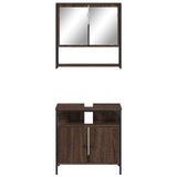 2 Piece Bathroom Furniture Set Brown Oak Engineered Wood 3214659