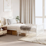 Metal Bed Frame without Mattress with Footboard White 90x190cm 350941