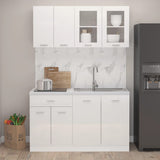 ZNTS 4 Piece Kitchen Cabinet Set High Gloss White Engineered Wood 3067660