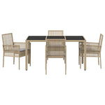 Garden Dining Set 5 pcs Beige Poly rattan 3334881