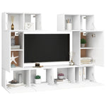 6 Piece TV Cabinet Set White Engineered Wood 3078698