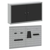 Tool Cabinet Set with Shelf 3 pcs Black Powder-Coated Steel 3321398