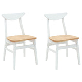 Dining Chairs 2 pcs White 42 x 47.5 x 81 cm Solid Rubber Wood 42020434