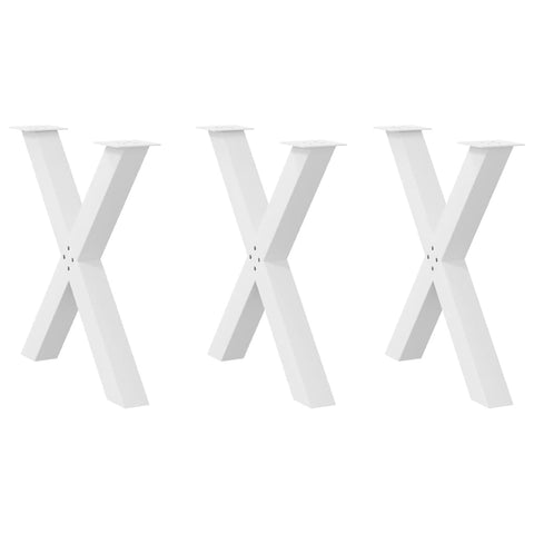 ZNTS Dining Table Legs X-Shaped 3 pcs White 80x cm Steel 4012993