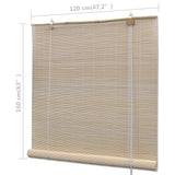 ZNTS Bamboo Roller Blinds 2 pcs 120x160 cm Natural 278742
