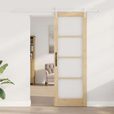 Sliding Door Natural 73.5 x 211 cm Solid Pine Wood and Glass 3332409