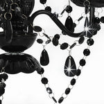Chandelier with Beads Black Round 3 x E14 281597