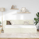 Corner Bed Frame with Headboard Cream 90 x 190 cm Velvet 42016530