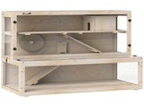 Wooden Hamster Cage with Hut, Wheel, Ramps, Removable Viewing Panels, 100 x 50 x 84 cm, Natural Wood T3398P553398