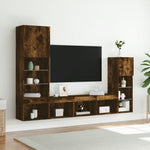 4 Piece TV Wall Units with LED Smoked Oak Engineered Wood 3216651