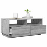 Coffee Table with LED Lights Grey Sonoma 90x49x40 cm 839838