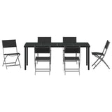 Garden Dining Set Folding 7 pcs Black Powder-Coated Steel 3379378