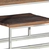 Console Table Silver Stainless Steel and Solid Sleeper Wood 350005