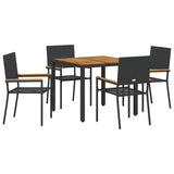 Garden Dining Set 5 pcs Black and Brown Poly Rattan 3365404