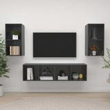Wall-mounted TV Cabinets 4 pcs High Gloss Grey Engineered Wood 3079879