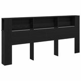 Headboard Cabinet with Shelf Black Oak 220 x 18.5 x 102.5 cm 862092