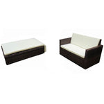 2 Piece Garden Lounge Set with Cushions Poly Rattan Brown 42833
