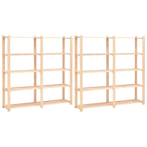 5-Tier Storage Racks 2 pcs 170x38x170 cm Solid Pinewood 500 kg 3051109