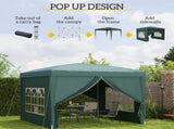 3 x 3m Pop Up Gazebo, Wedding Party Canopy Tent Marquee with Carry Bag and Windows, Green T3398P313588