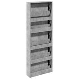Shoe Cabinet with Mirror 5-Layer Concrete Grey 63x17x169.5 cm 3228281