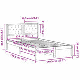 Bed Frame Light Grey 135 x 190 cm Solid Pine Wood 878203