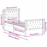 Bed Frame with Headboard Light Grey 80 x 200 cm Fabric 878429