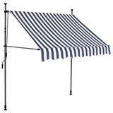 Manual Retractable Awning with LED 200 cm Blue and White 145843