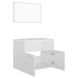 ZNTS Bathroom Furniture Set High Gloss White Engineered Wood 3070871