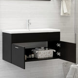 Sink Cabinet Black 90x38.5x46 cm Engineered Wood 804666