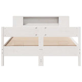 Bookcase Bed without Mattress White 150x200 cm King Size Solid Wood Pine 3322946