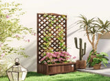 53L Garden Wooden Planter Box with Trellis Free Standing Flower Raised Bed with Lattice for Climbing T3398P325312